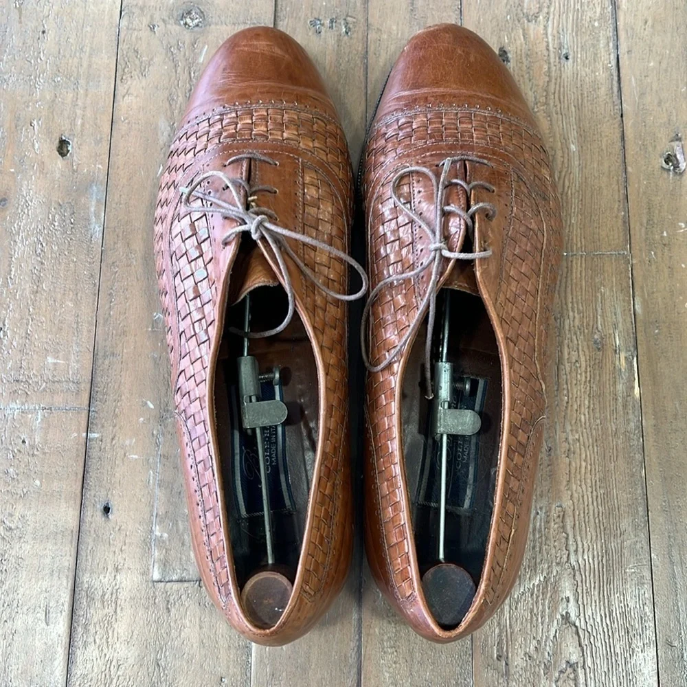 Cole Haan bergamo vintage Brown Leather Woven Men's Shoes